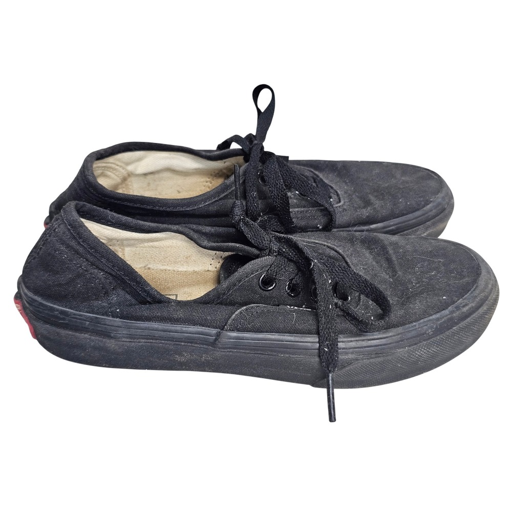 Vans Authentic Kids Black Canvas Low Top Skate Shoes Size 2.0 751505